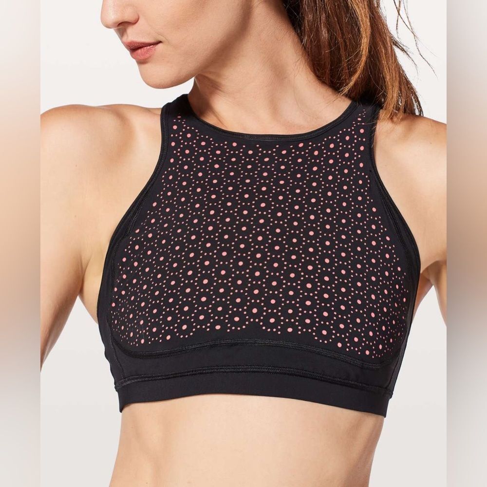 lululemon athletica Black and Pink High-Neck Bra